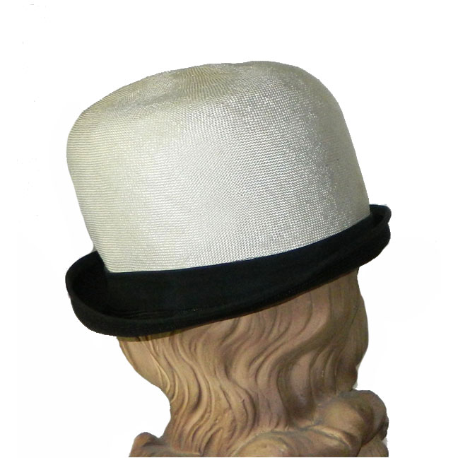 1960s black and white straw hat